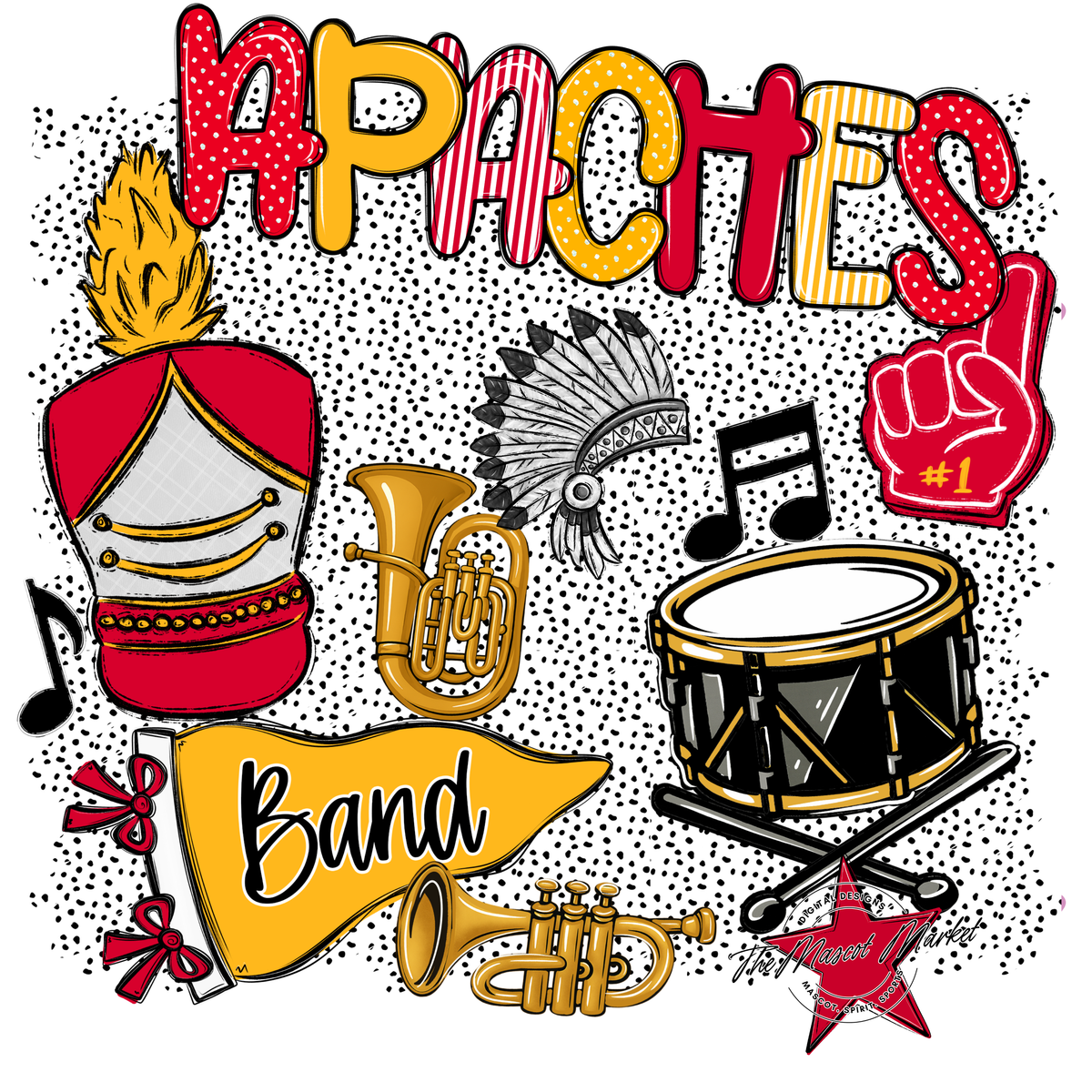 Apaches Band Spirit-Red & Yellow