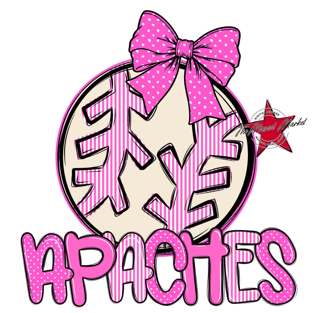 Apaches Baseball,Softball Spirit Design-Baby Pink