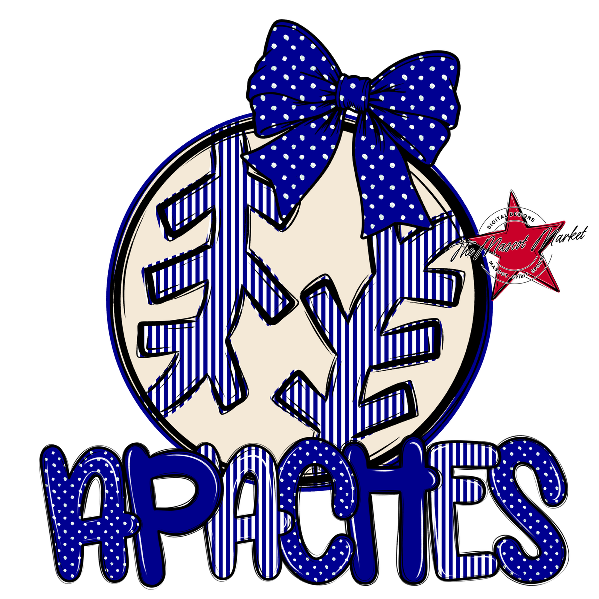 Apaches Baseball,Softball Spirit Design-Blue