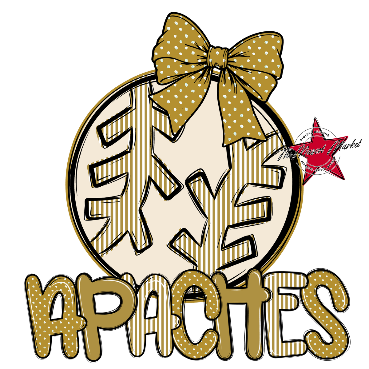 Apaches Baseball,Softball Spirit Design-Gold