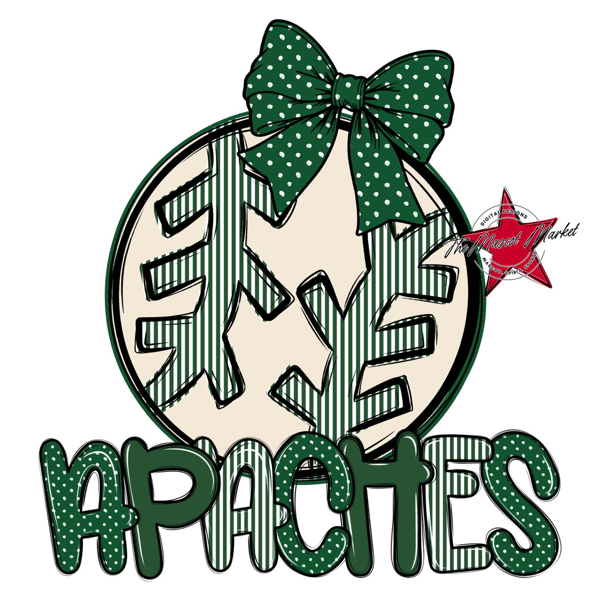 Apaches Baseball,Softball Spirit Design-Green