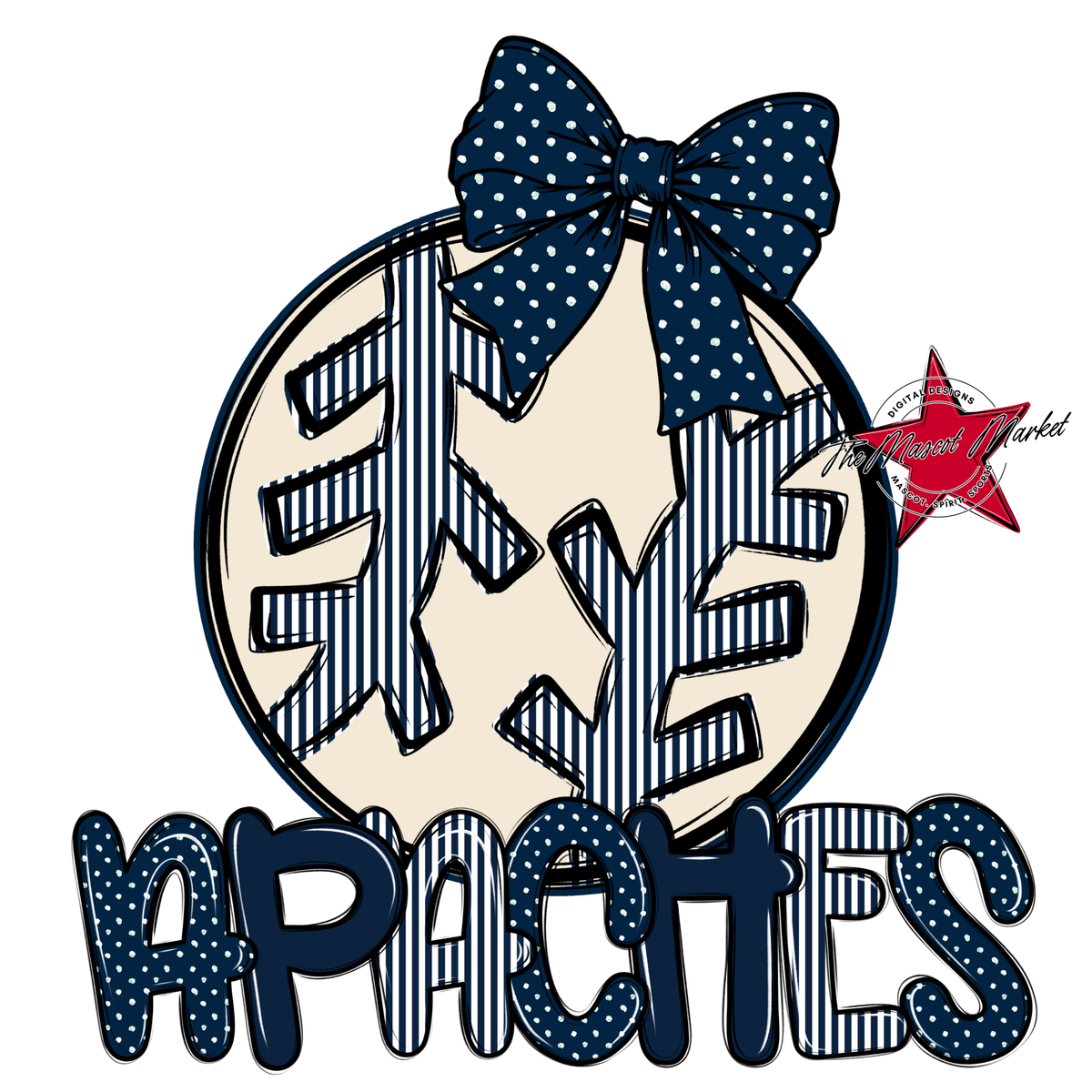 Apaches Baseball,Softball Spirit Design-Navy