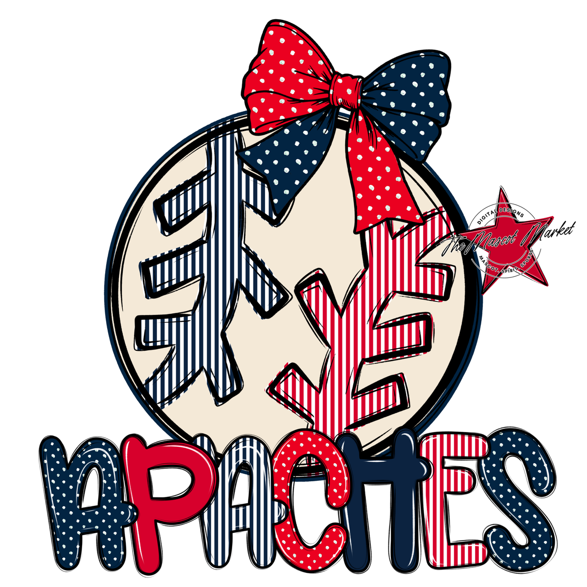 Apaches Baseball,Softball Spirit Design-Navy & Red