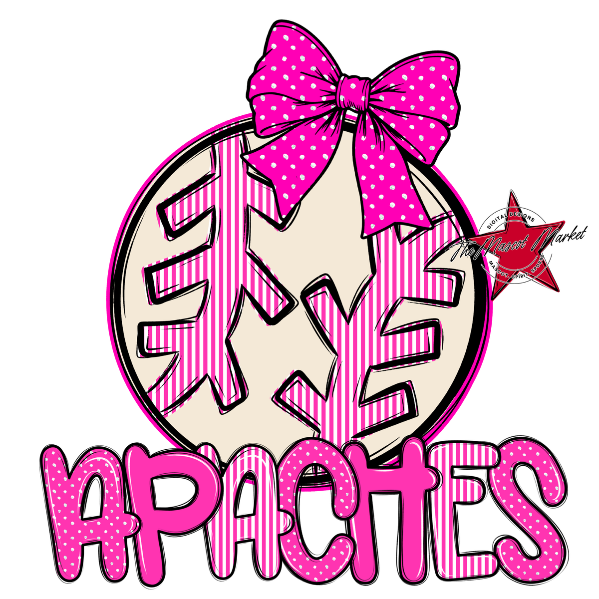 Apaches Baseball,Softball Spirit Design-Pink