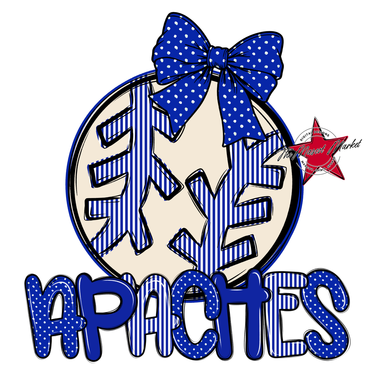 Apaches Baseball,Softball Spirit Design-Royal Blue
