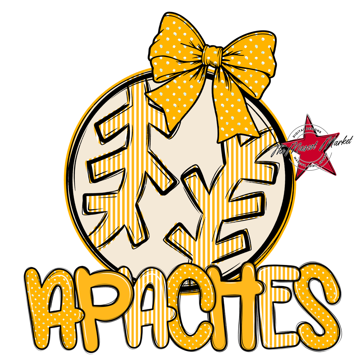 Apaches Baseball,Softball Spirit Design-Yellow