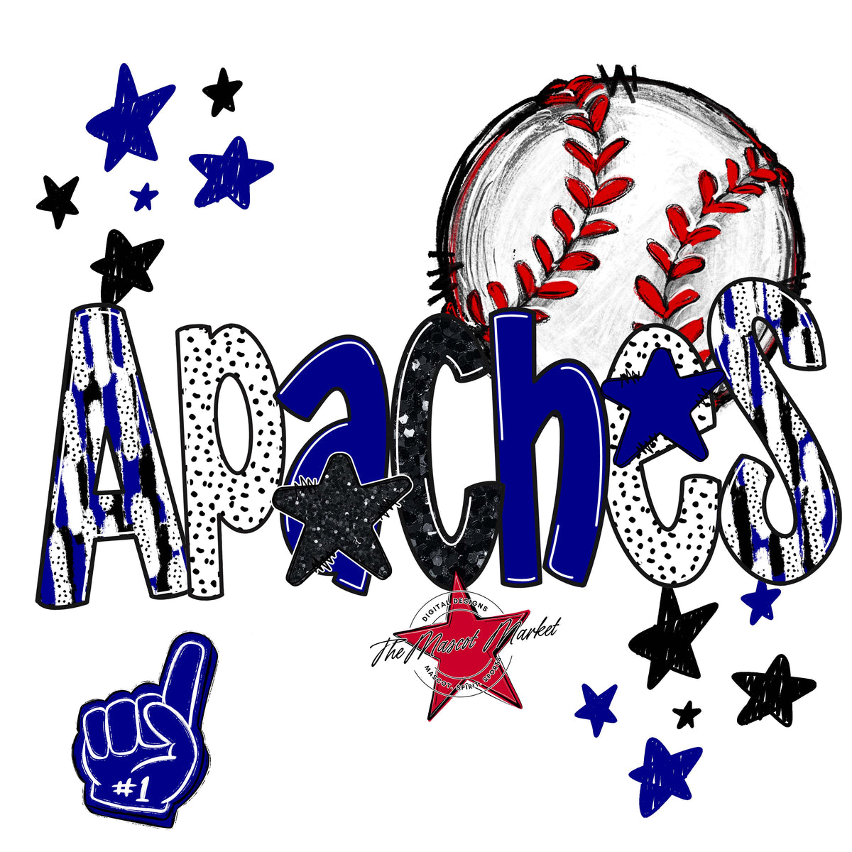 Apaches Baseball Scrape-Blue