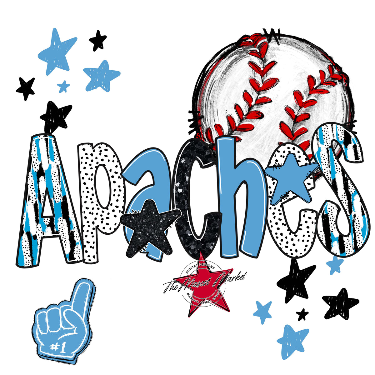 Apaches Baseball Scrape-Carolina Blue