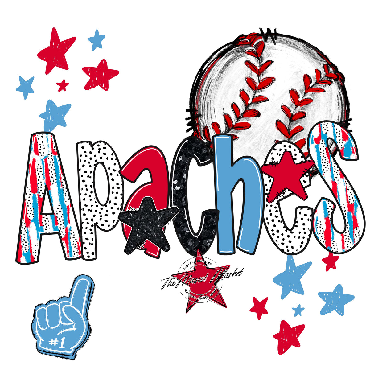 Apaches Baseball Scrape-Carolina Blue & Red