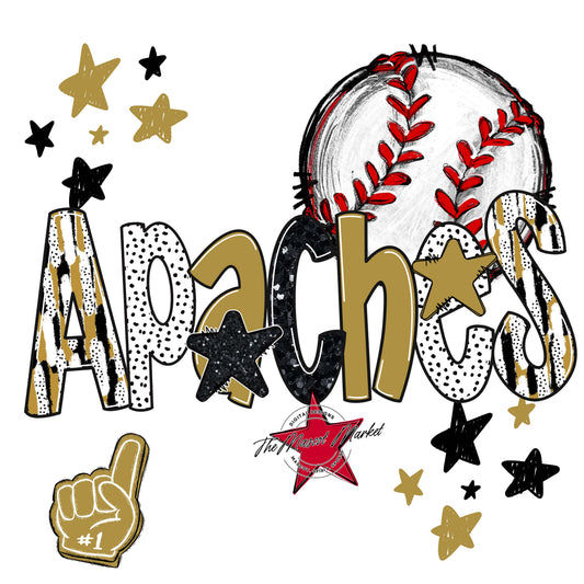 Apaches Baseball Scrape-Gold