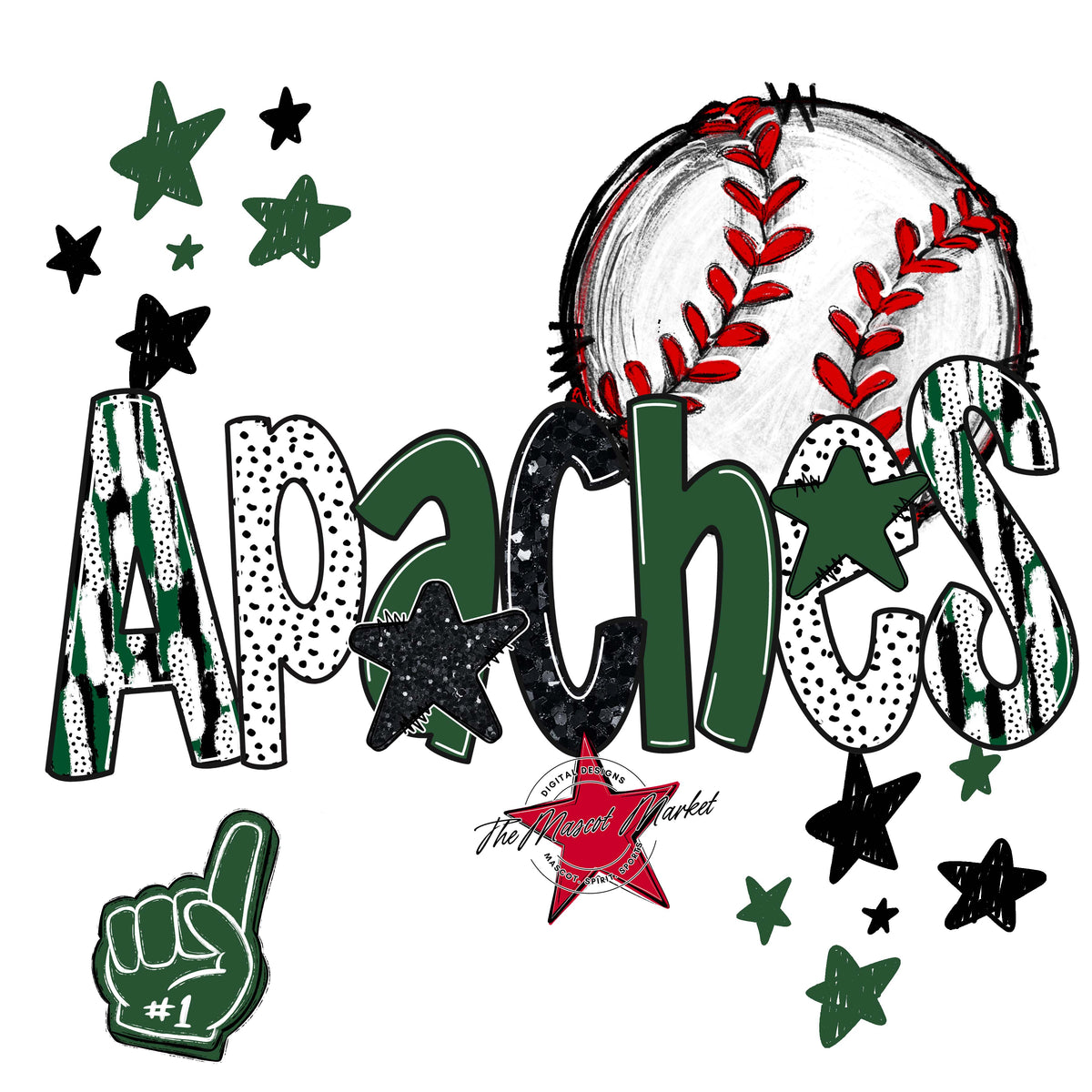 Apaches Baseball Scrape-Green