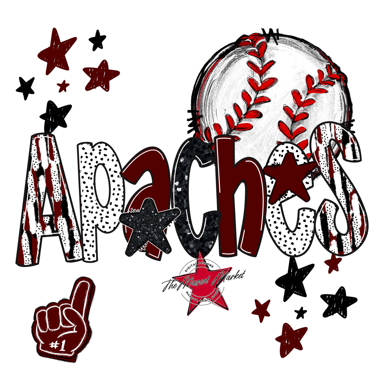 Apaches Baseball Scrape-Maroon