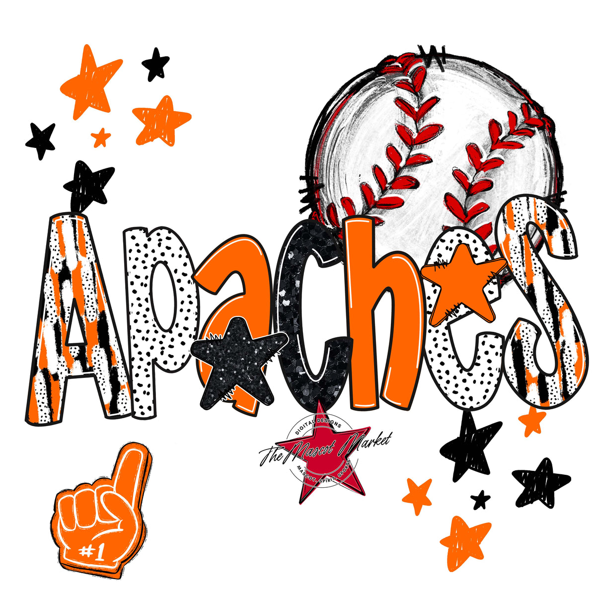 Apaches Baseball Scrape-Orange