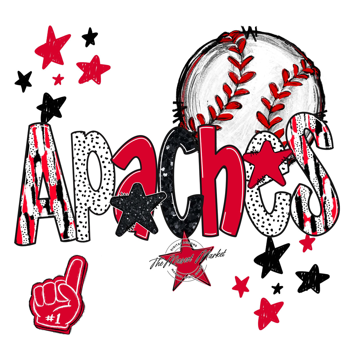 Apaches Baseball Scrape-Red