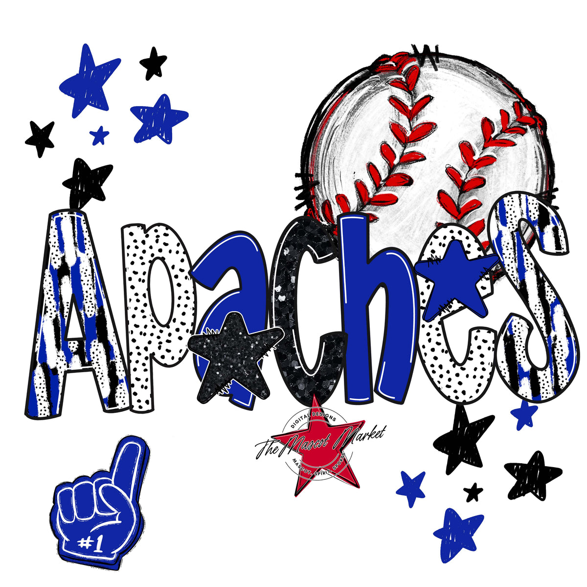 Apaches Baseball Scrape-Royal Blue
