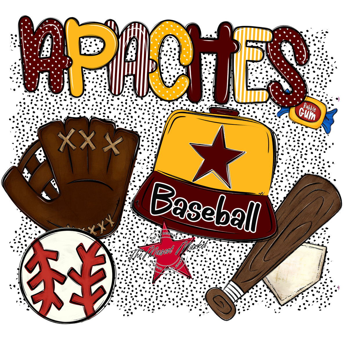Apaches Baseball Spirit-Maroon & Yellow