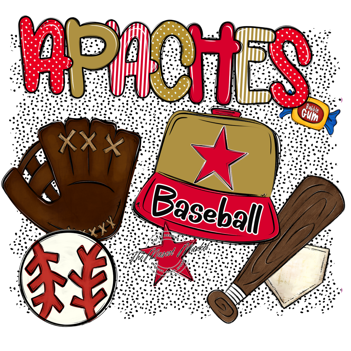 Apaches Baseball Spirit-Red & Gold