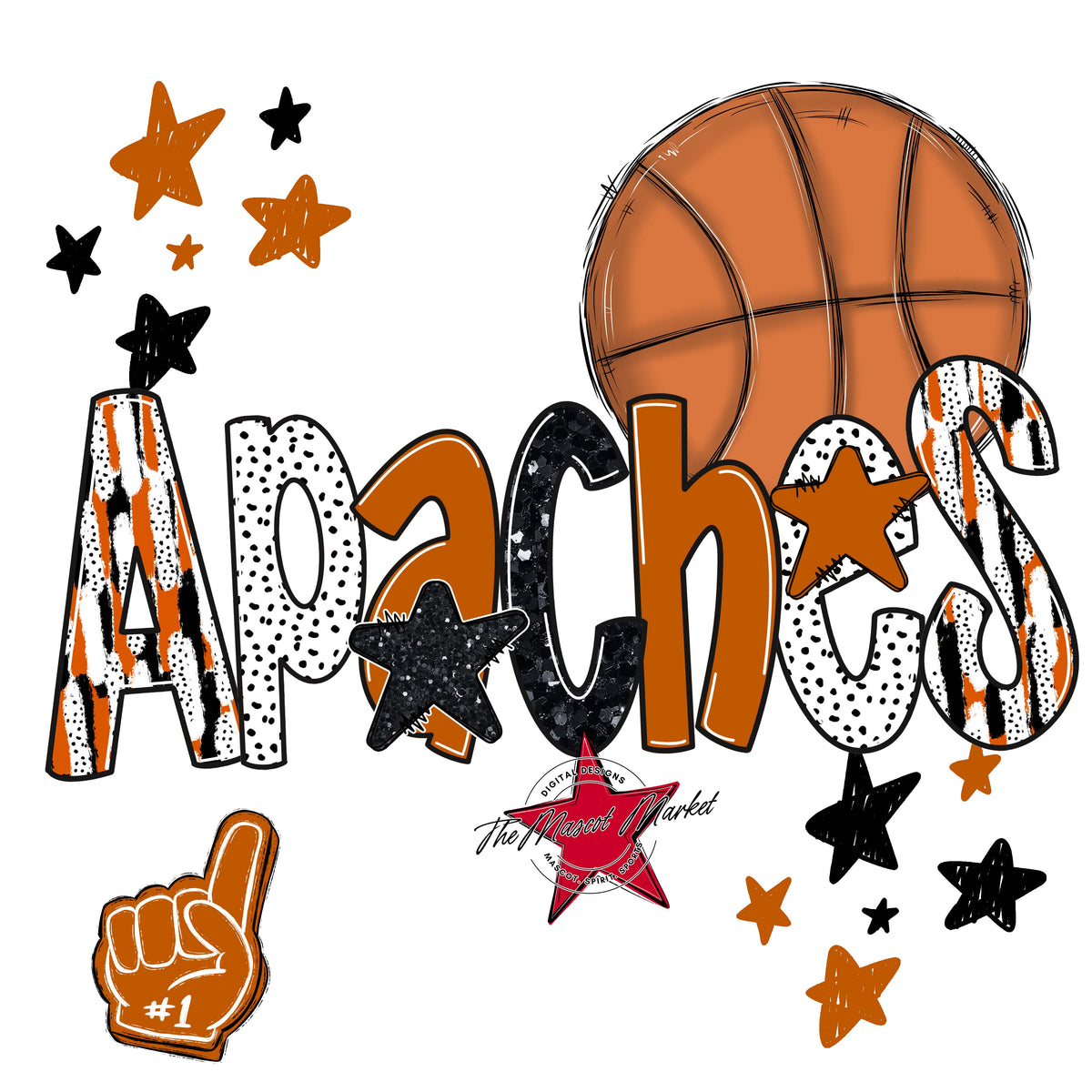 Apaches Basketball Scrape-Burnt Orange