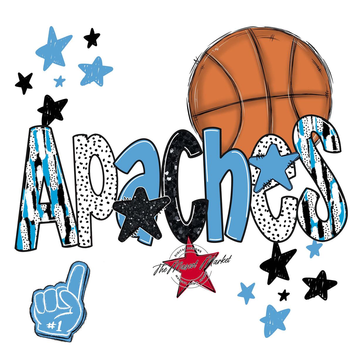 Apaches Basketball Scrape-Carolina Blue