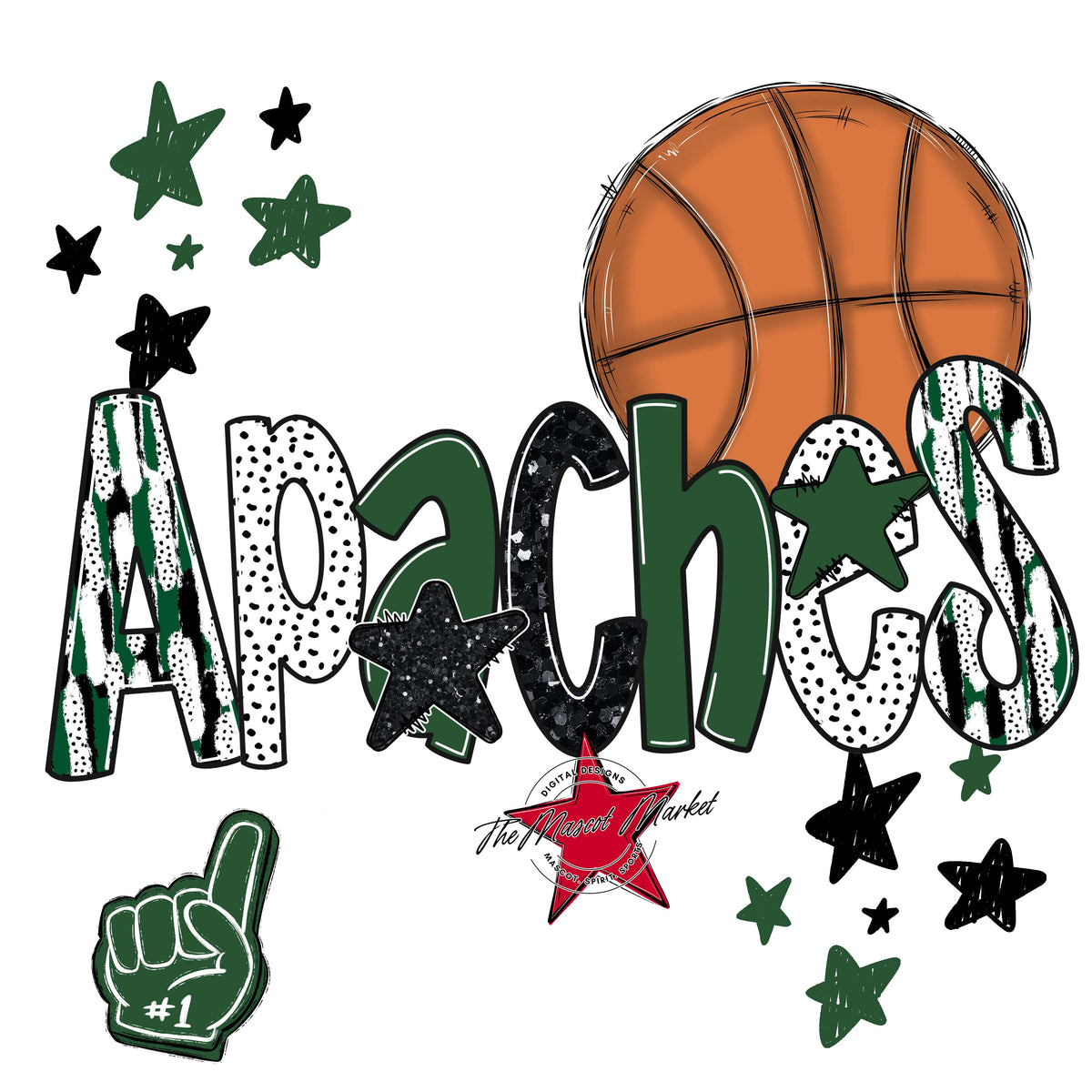 Apaches Basketball Scrape-Green