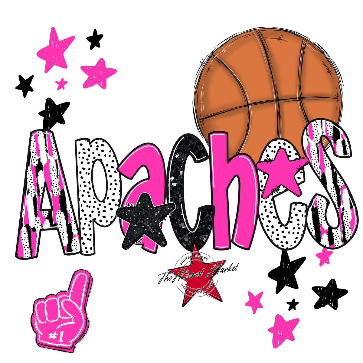Apaches Basketball Scrape-Pink