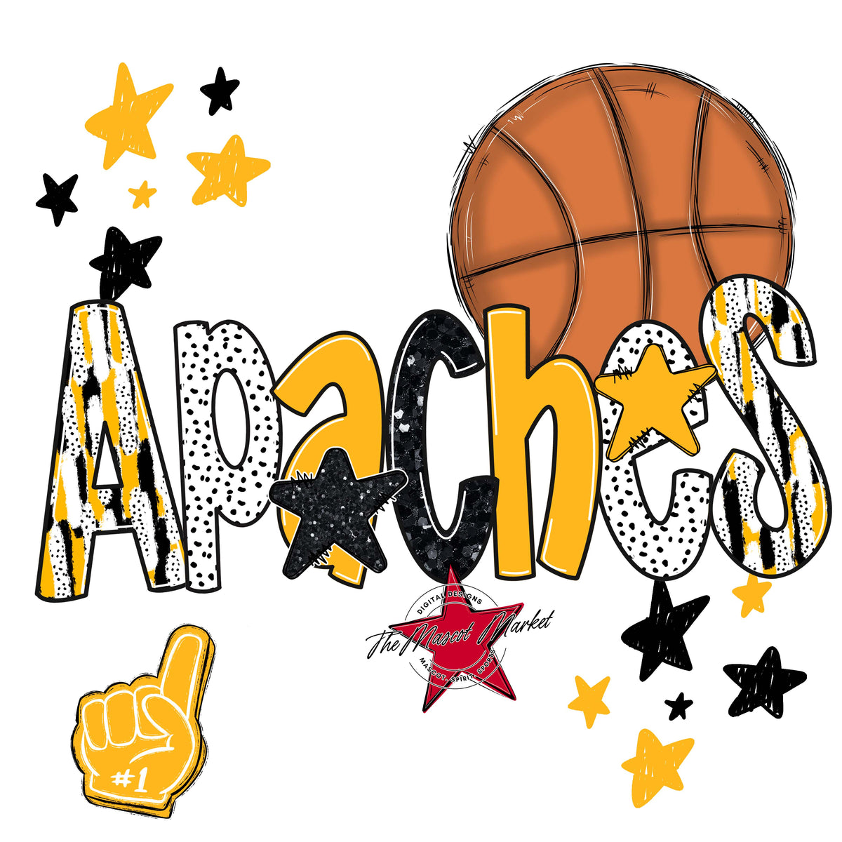 Apaches Basketball Scrape-Yellow