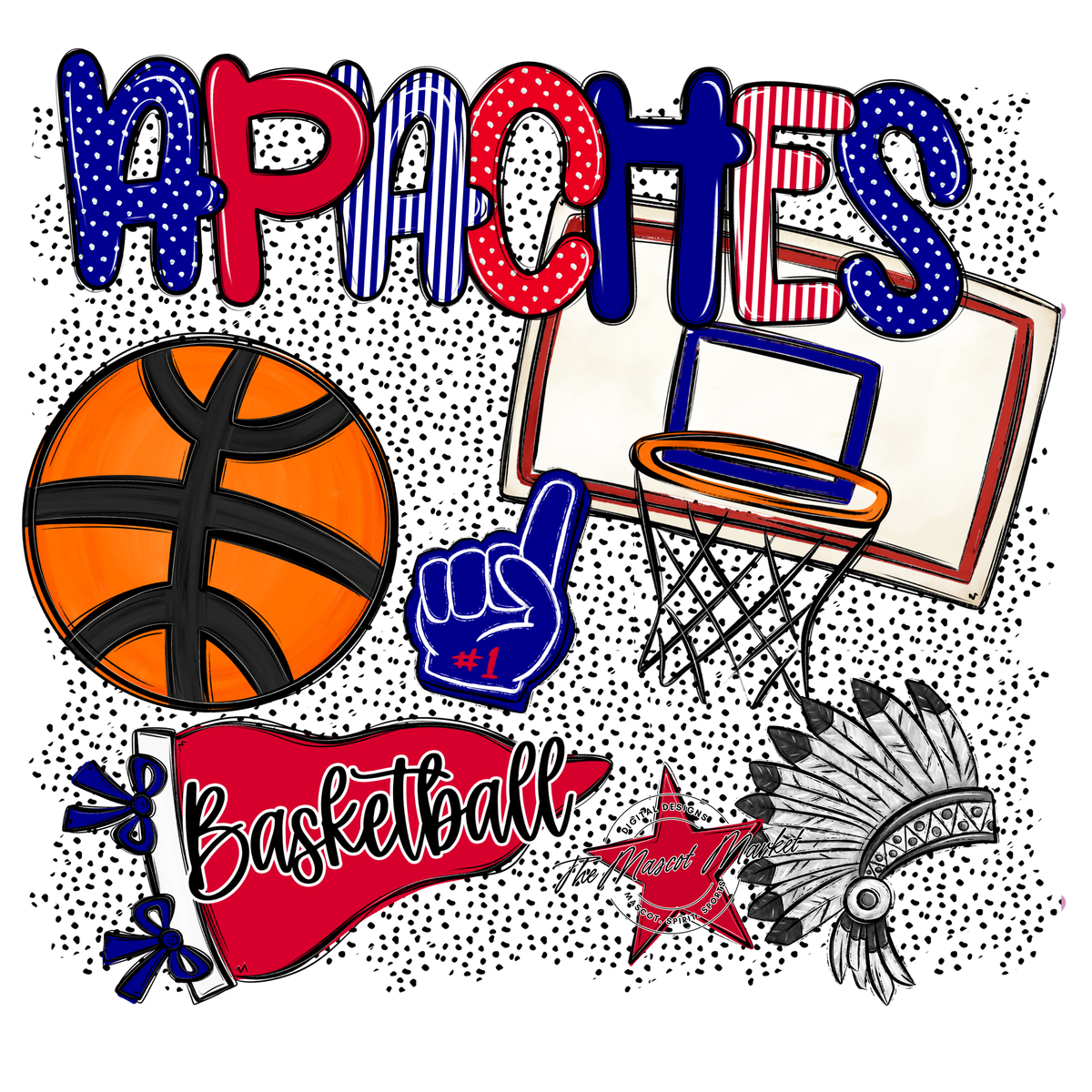 Apaches Basketball Spirit-Blue & Red