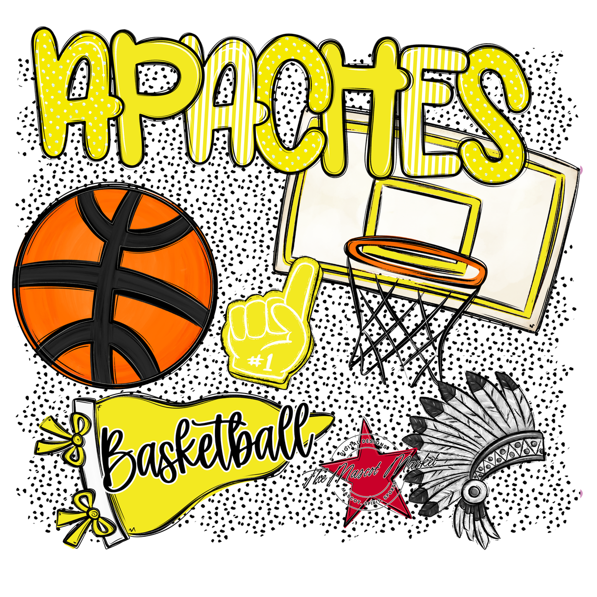 Apaches Basketball Spirit-Bright Yellow