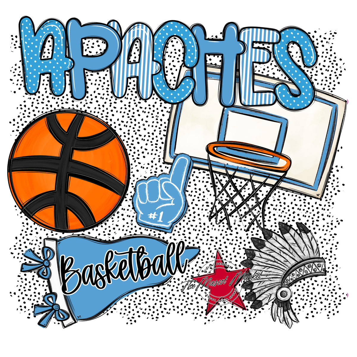 Apaches Basketball Spirit-Carolina Blue