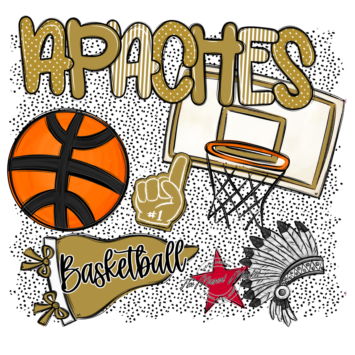 Apaches Basketball Spirit-Gold