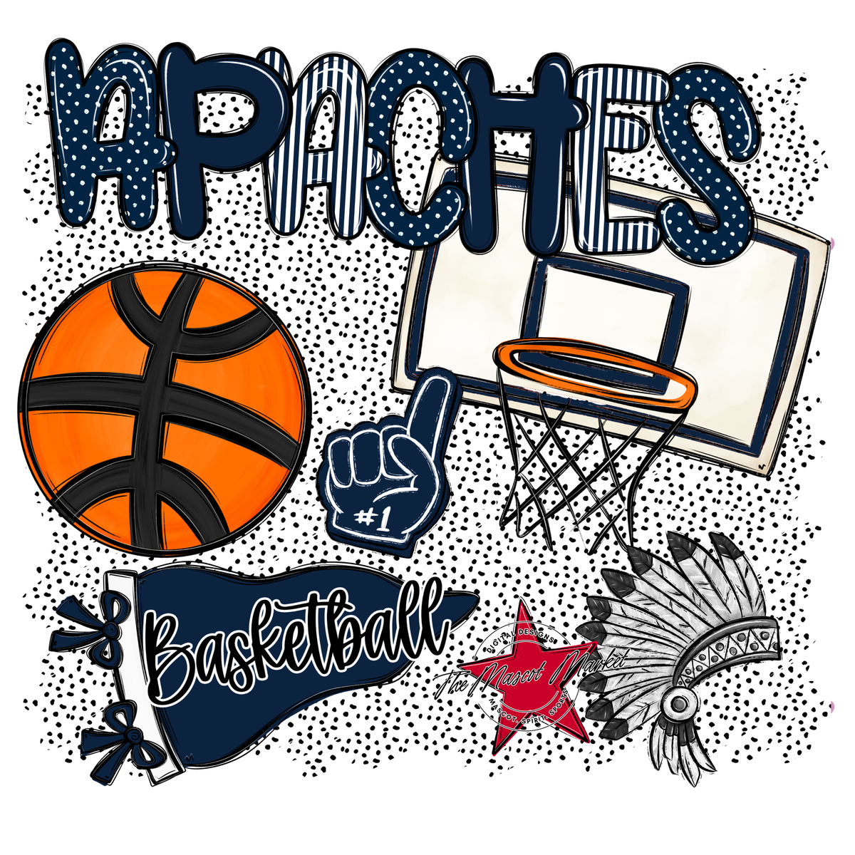 Apaches Basketball Spirit-Navy