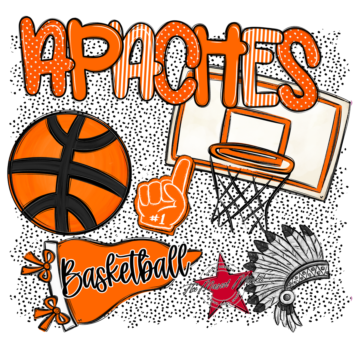 Apaches Basketball Spirit-Orange
