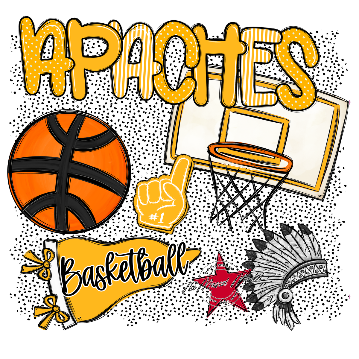 Apaches Basketball Spirit-Yellow