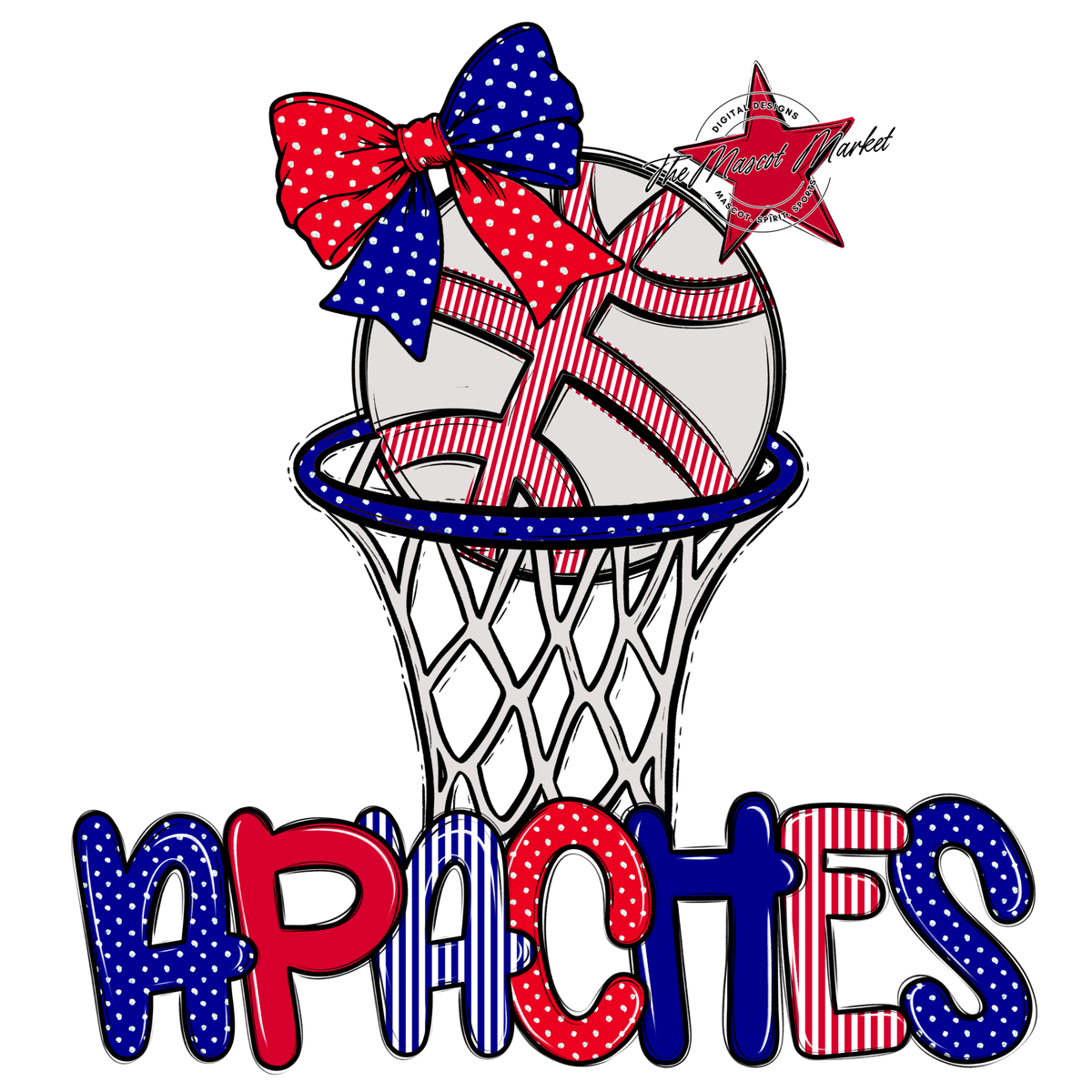 Apaches Basketball Spirit Design-Blue & Red