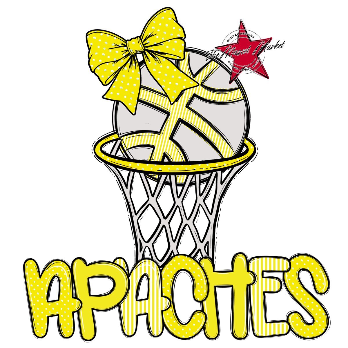 Apaches Basketball Spirit Design-Bright Yellow