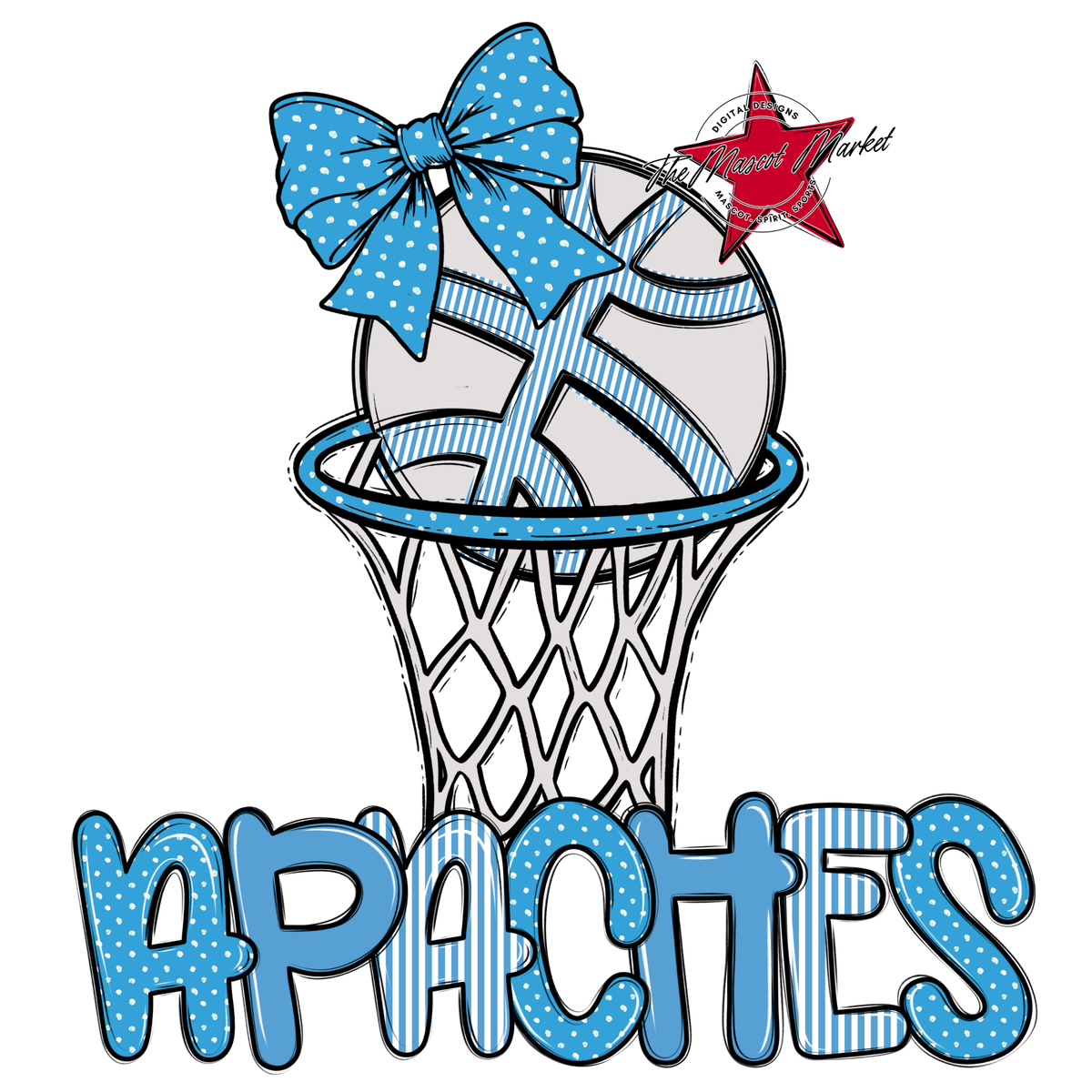 Apaches Basketball Spirit Design-Carolina Blue