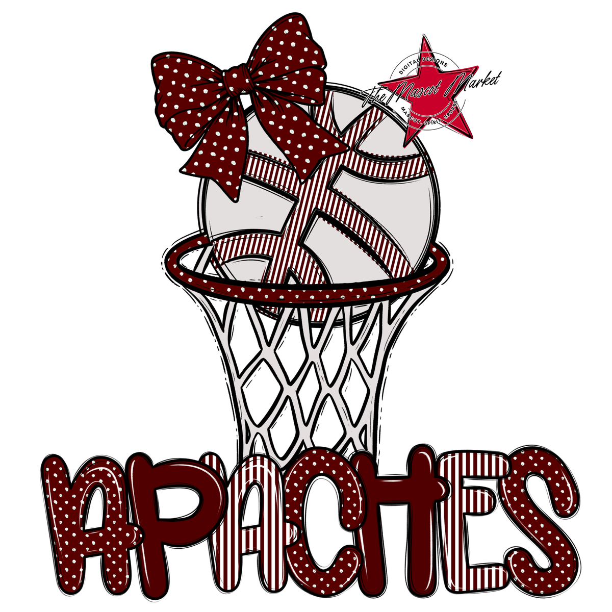 Apaches Basketball Spirit Design-Maroon