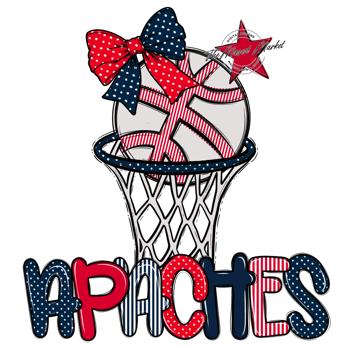 Apaches Basketball Spirit Design-Navy & Red