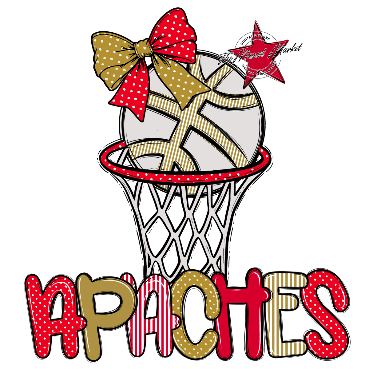 Apaches Basketball Spirit Design-Red & Gold
