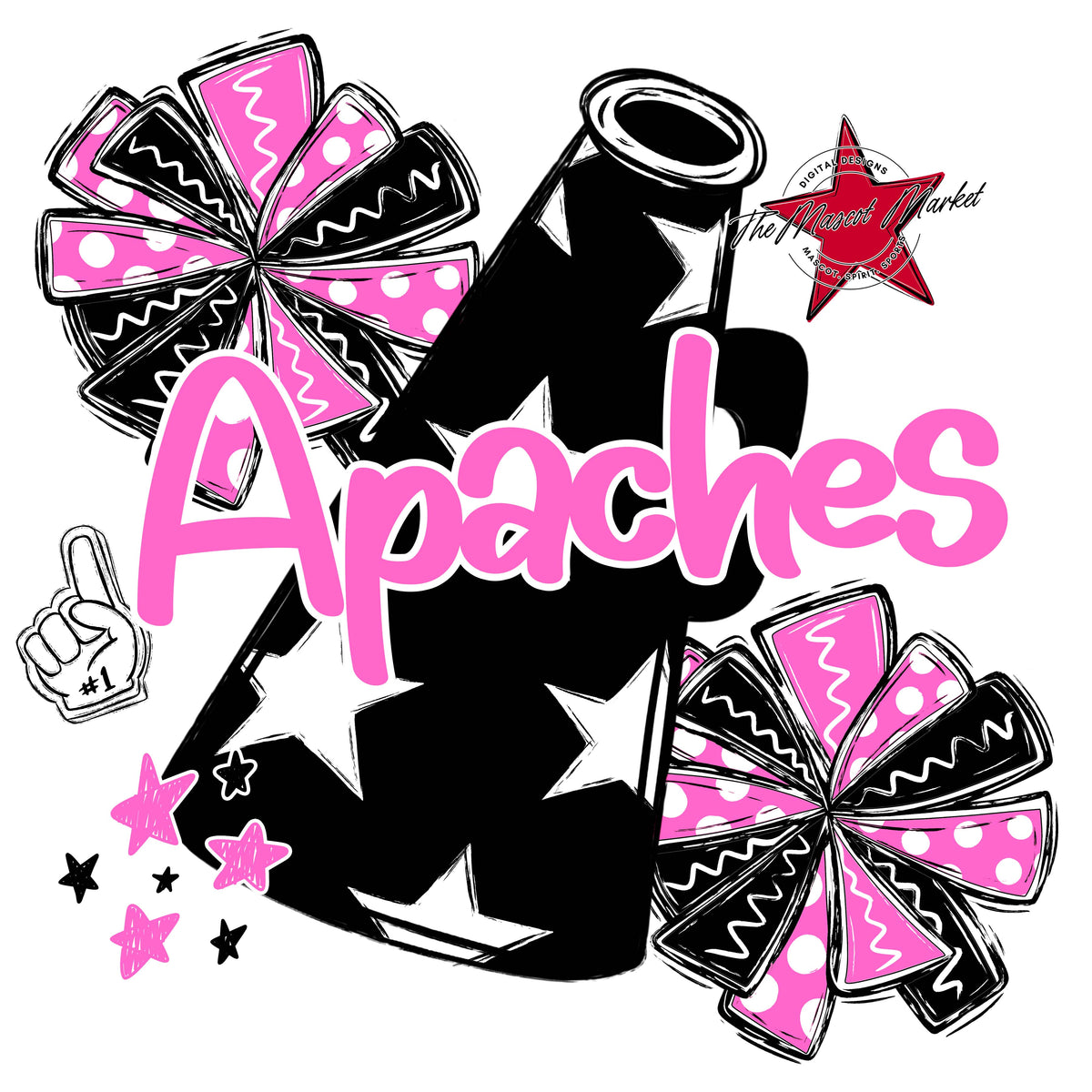 Apaches Black Megaphone-Baby Pink