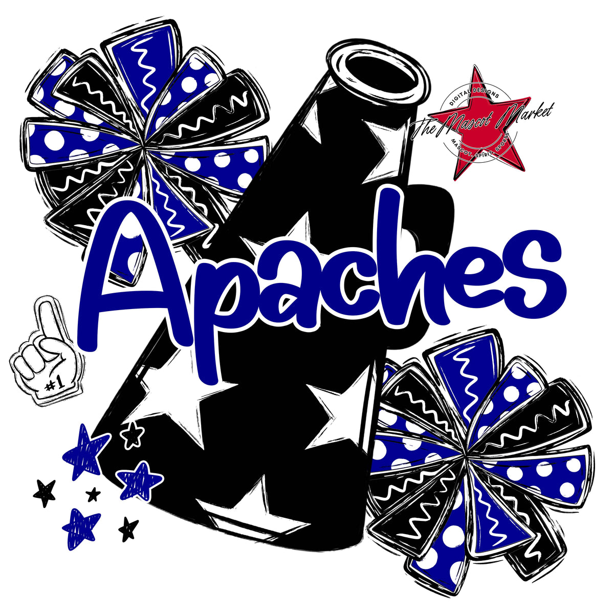 Apaches Black Megaphone-Blue
