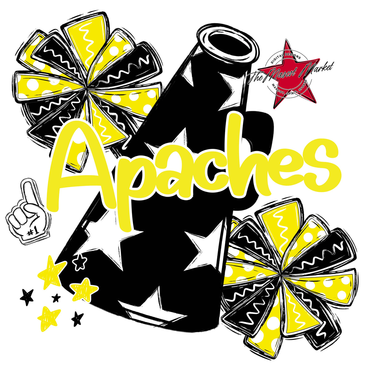 Apaches Black Megaphone-Bright Yellow