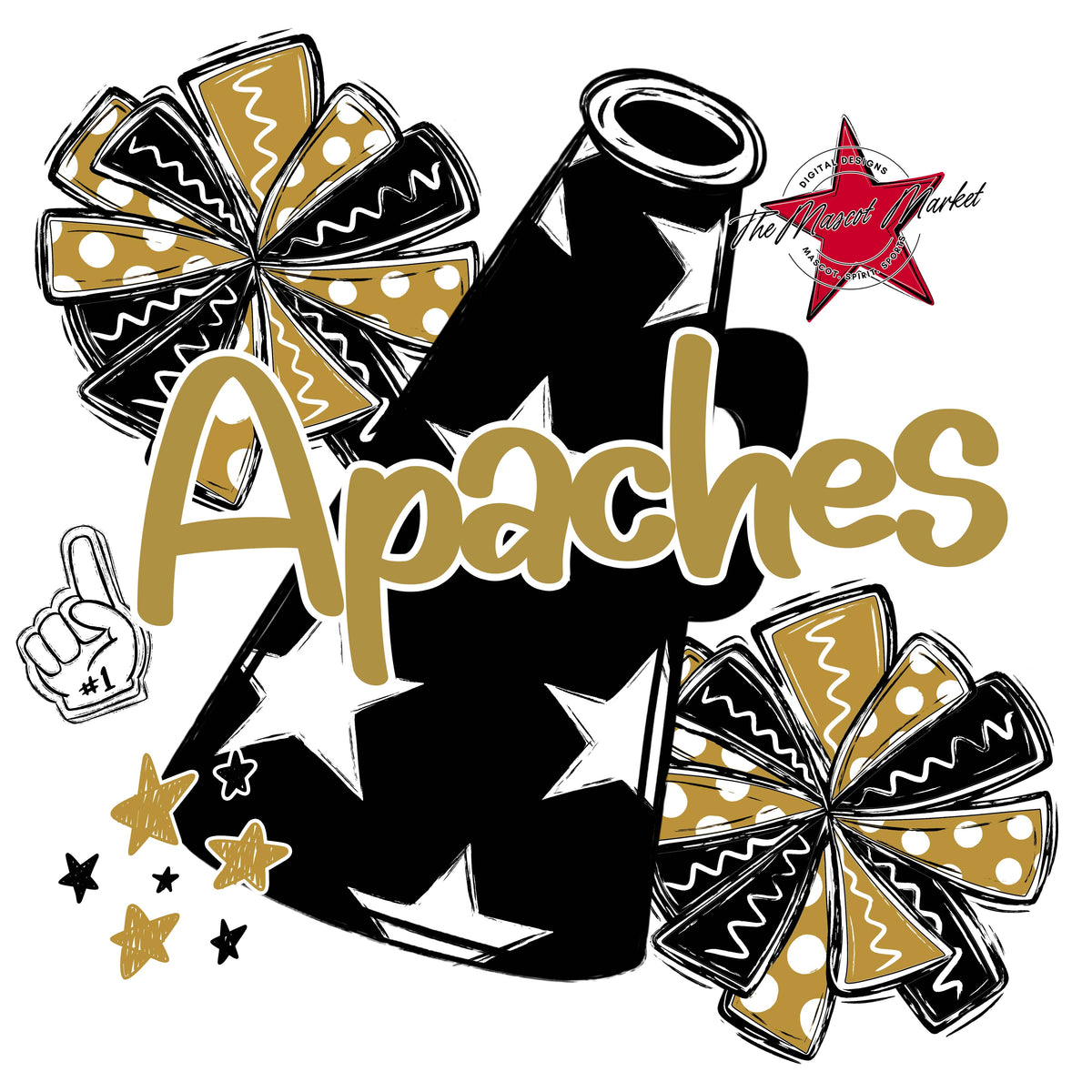 Apaches Black Megaphone-Gold