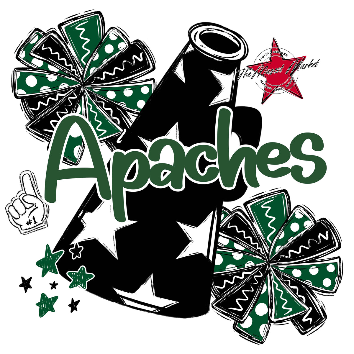 Apaches Black Megaphone-Green