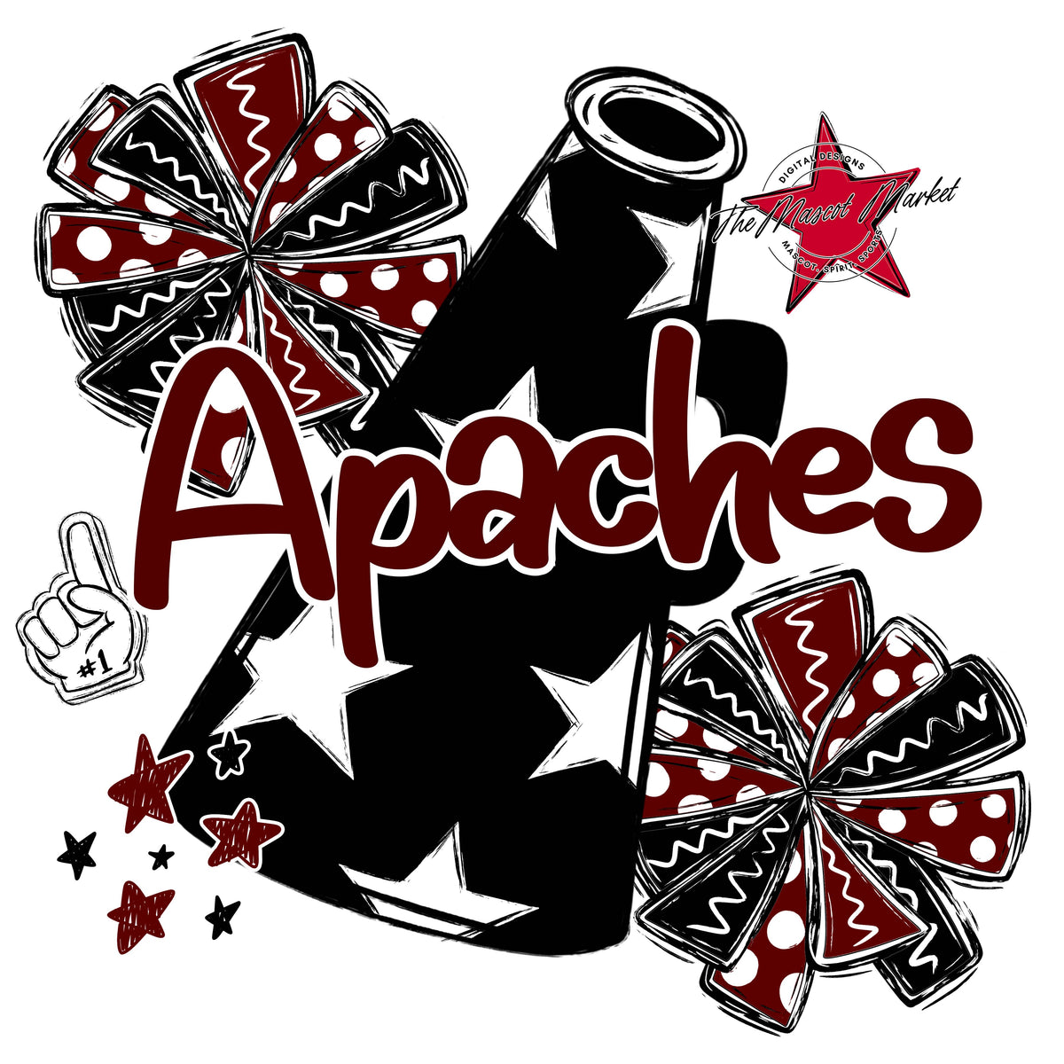 Apaches Black Megaphone-Maroon