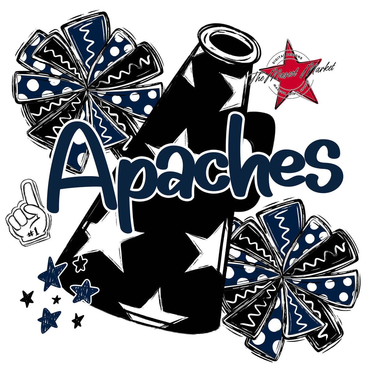 Apaches Black Megaphone-Navy