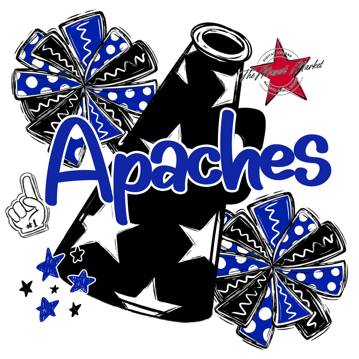 Apaches Black Megaphone-Royal Blue