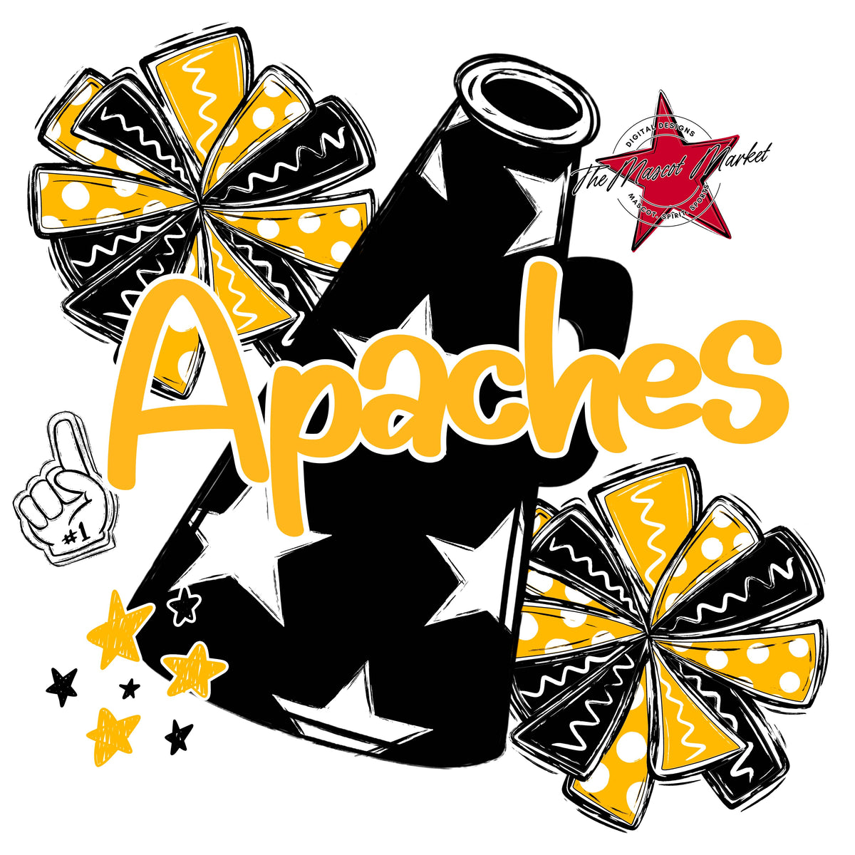 Apaches Black Megaphone-Yellow