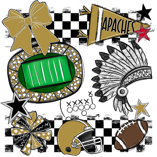 Apaches Checkers Mascot Spirit Design-Gold