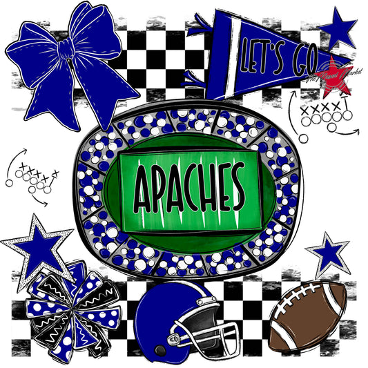 Apaches Checkers Spirit Design-Blue